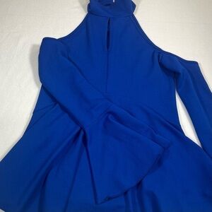 VENUS Royal Blue Keyhole Bell Sleeve Peplum Blouse Mobwife Size Extra‎ Small